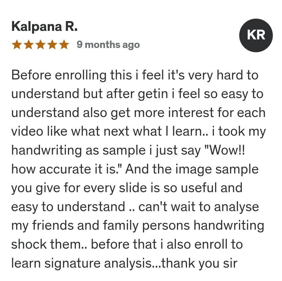 Review For Handwriting Analysis Course